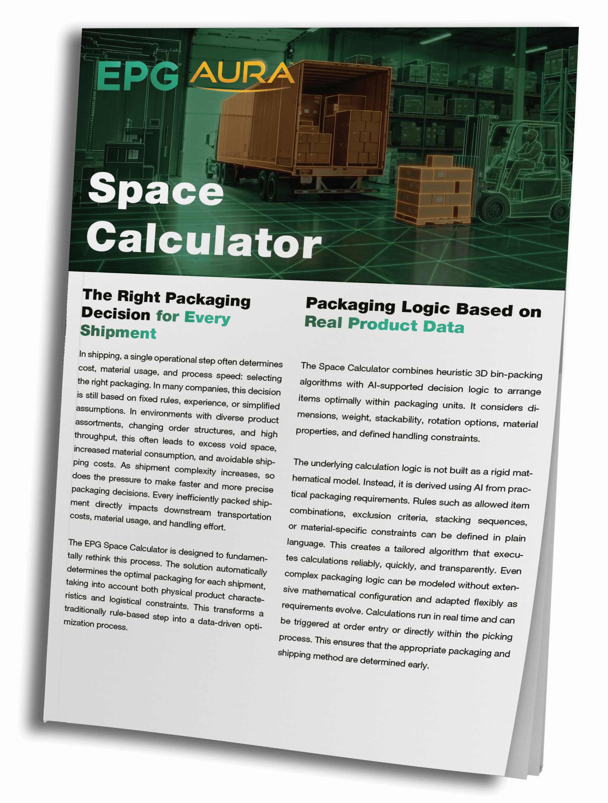 EPG Aura Space Calculator for shipping optimization