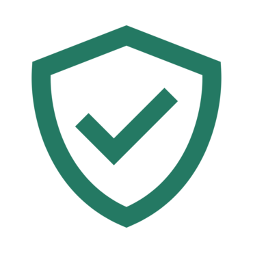 Green shield with checkmark symbolizing security