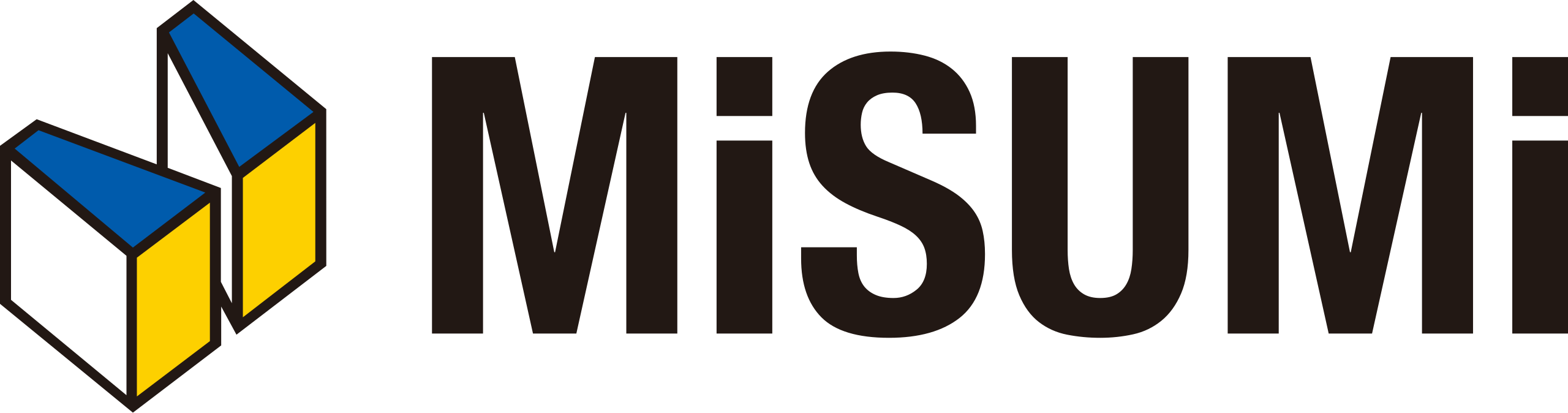 MiSUMi logo with blue and yellow shapes.