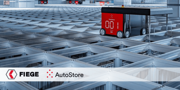 Automated warehouse system with robotic storage technology.
