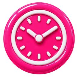 Pink analog clock icon showing 10:10